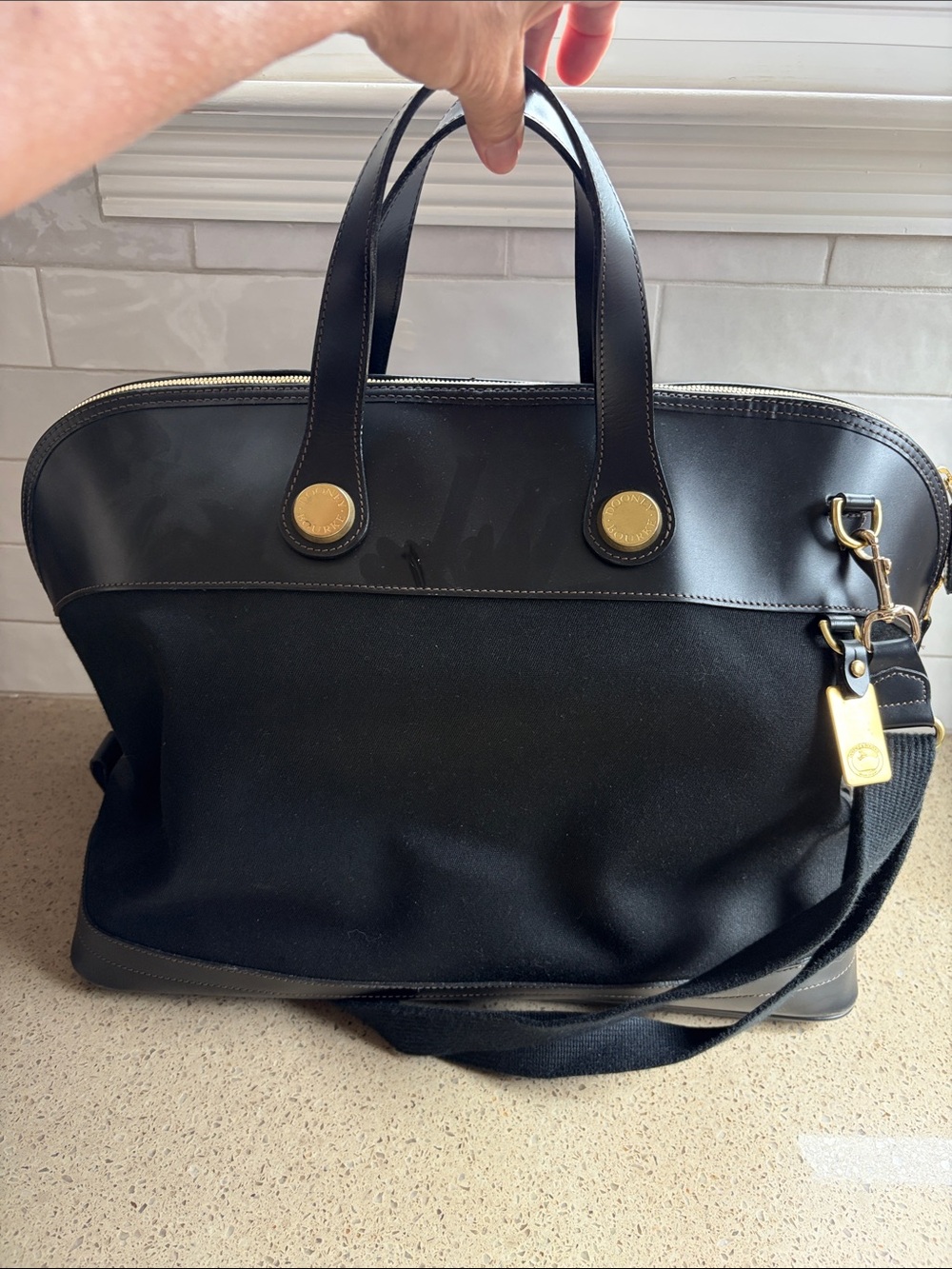 Dooney & Bourke Classic Black Canvas Weekender Travel Tote Vintage - Picture 4 of 10